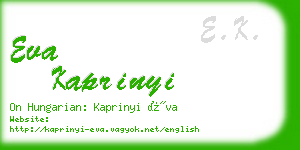 eva kaprinyi business card